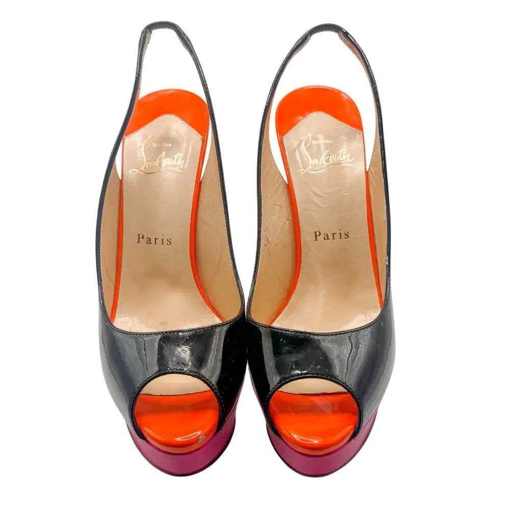 Christian Louboutin Lady Peep Colorblock Slingback heel size 37.5